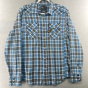 G-Star Raw Full Zip Pearl Snap Midnight Oak Check Pockets‎ Men Size X-Large